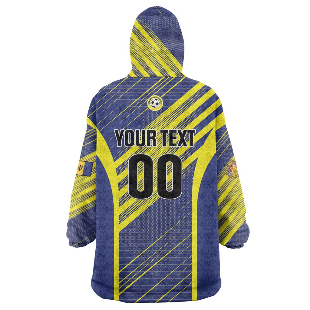 Custom Barbados Football Wearable Blanket Hoodie Go Champions Bajan Tridents