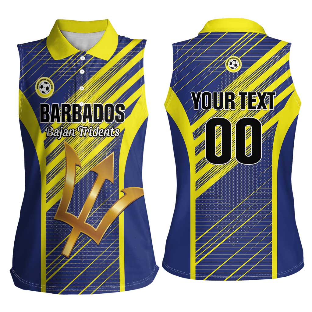 Custom Barbados Football Women Sleeveless Polo Shirt Go Champions Bajan Tridents