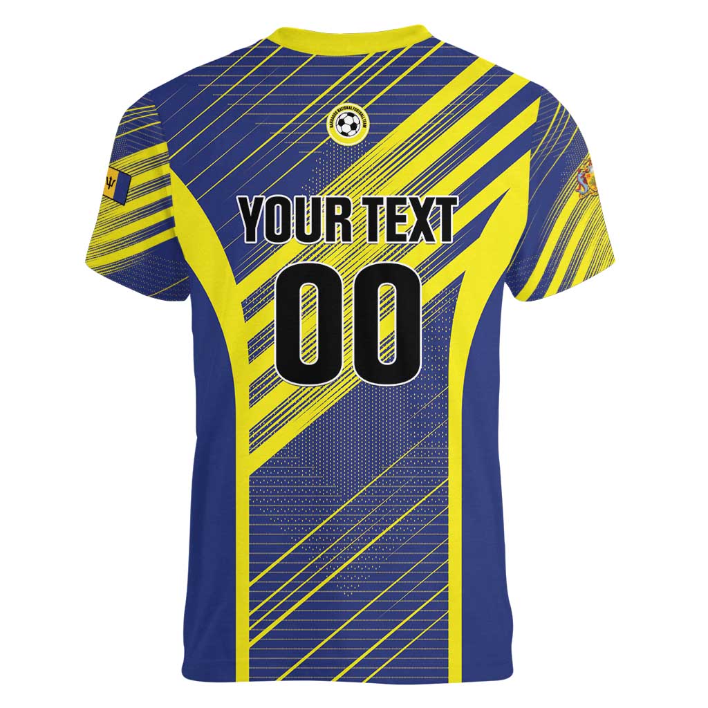 Custom Barbados Football Women V-Neck T-Shirt Go Champions Bajan Tridents