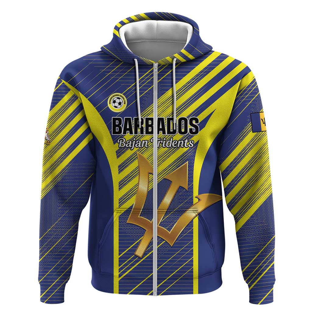 Custom Barbados Football Zip Hoodie Go Champions Bajan Tridents