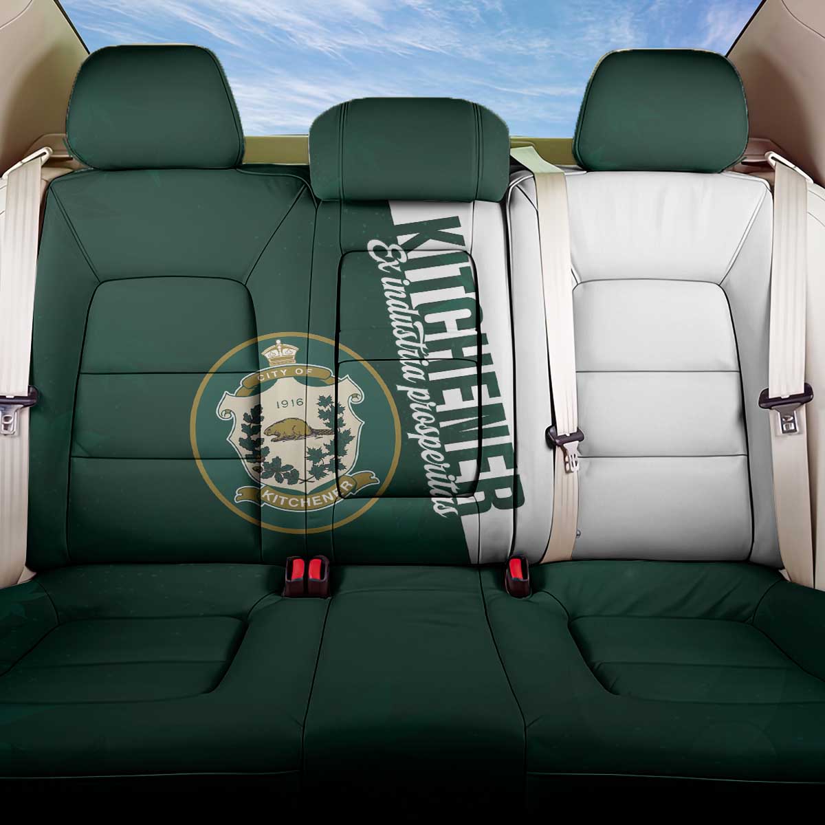 Personalised Canada Kitchener Back Car Seat Cover Ex Industria Prosperitas