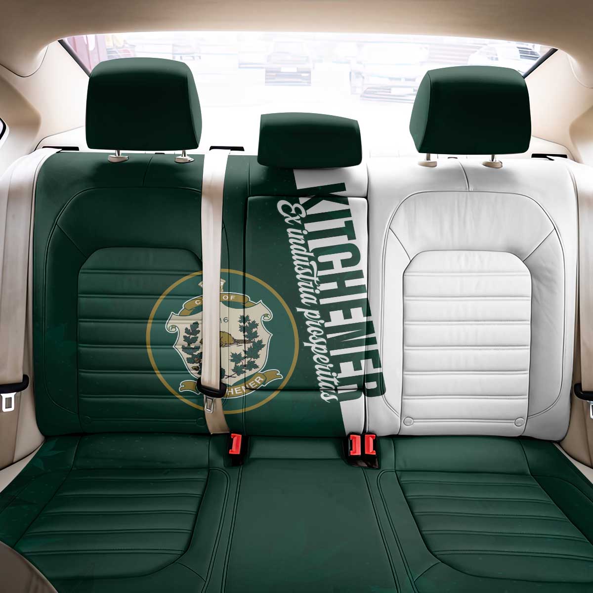 Personalised Canada Kitchener Back Car Seat Cover Ex Industria Prosperitas