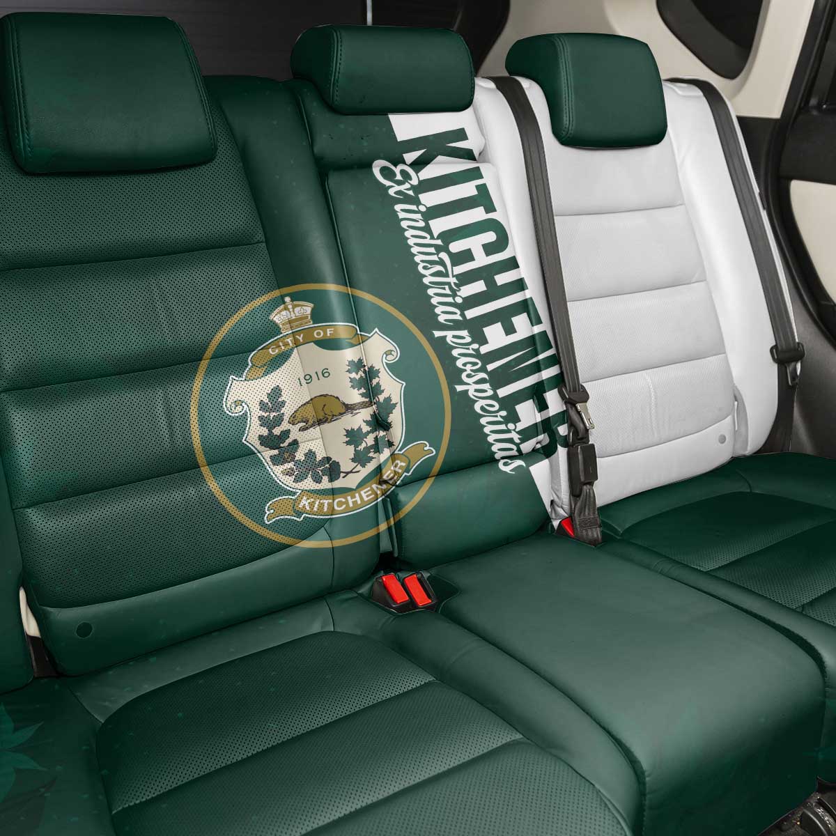 Personalised Canada Kitchener Back Car Seat Cover Ex Industria Prosperitas