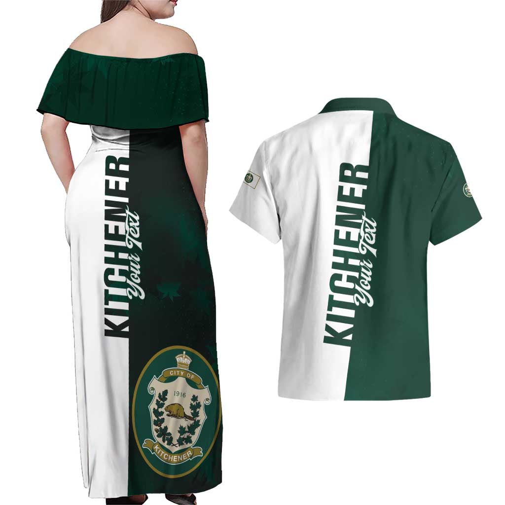 Personalised Canada Kitchener Couples Matching Off Shoulder Maxi Dress and Hawaiian Shirt Ex Industria Prosperitas