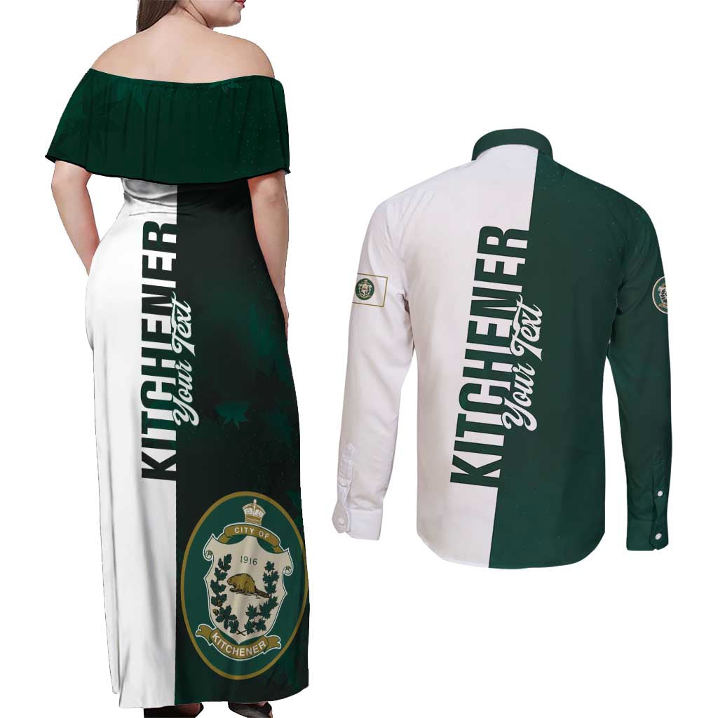 Personalised Canada Kitchener Couples Matching Off Shoulder Maxi Dress and Long Sleeve Button Shirt Ex Industria Prosperitas