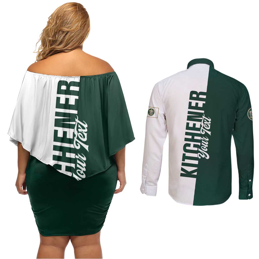 Personalised Canada Kitchener Couples Matching Off Shoulder Short Dress and Long Sleeve Button Shirt Ex Industria Prosperitas