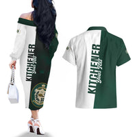 Personalised Canada Kitchener Couples Matching Off The Shoulder Long Sleeve Dress and Hawaiian Shirt Ex Industria Prosperitas