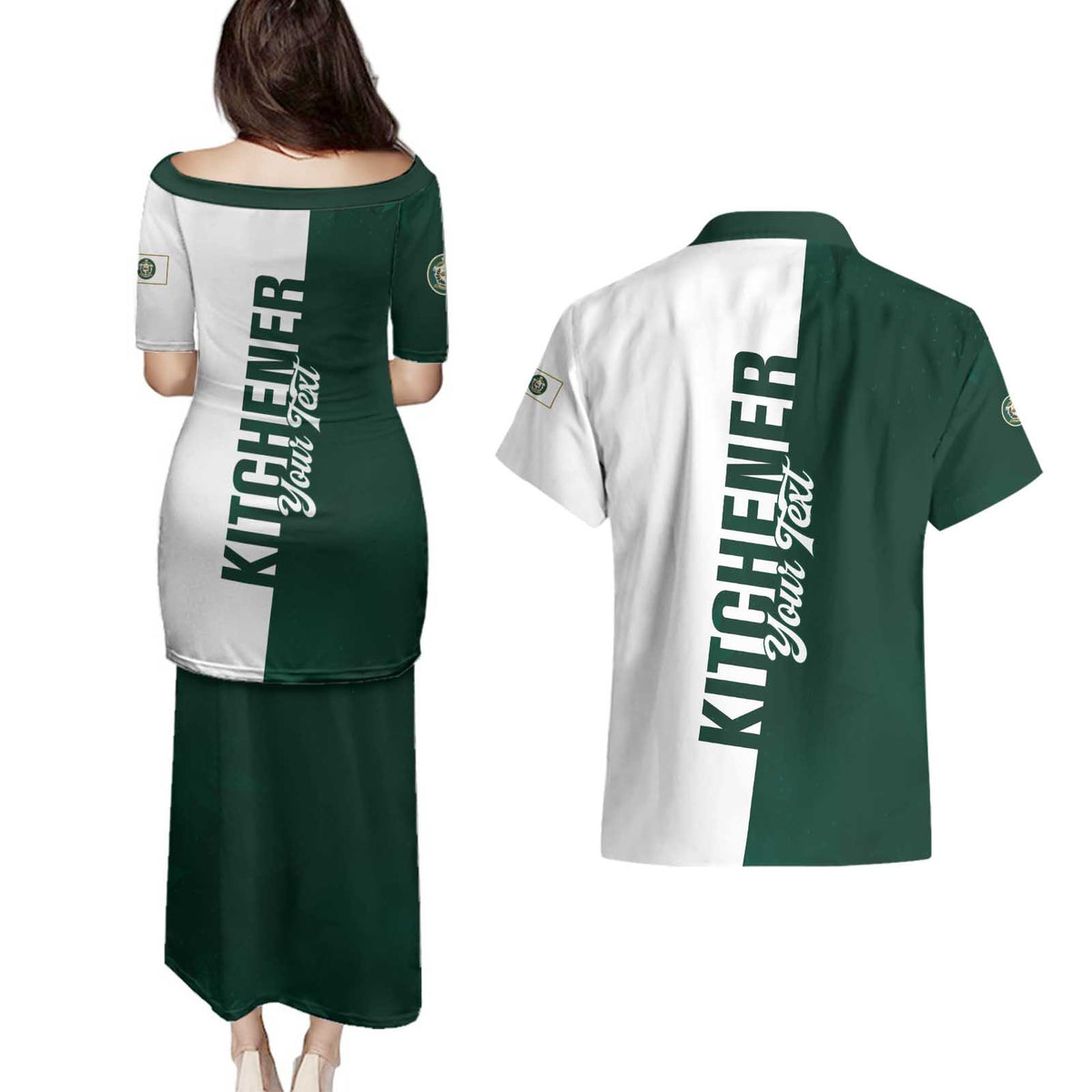 Personalised Canada Kitchener Couples Matching Puletasi and Hawaiian Shirt Ex Industria Prosperitas