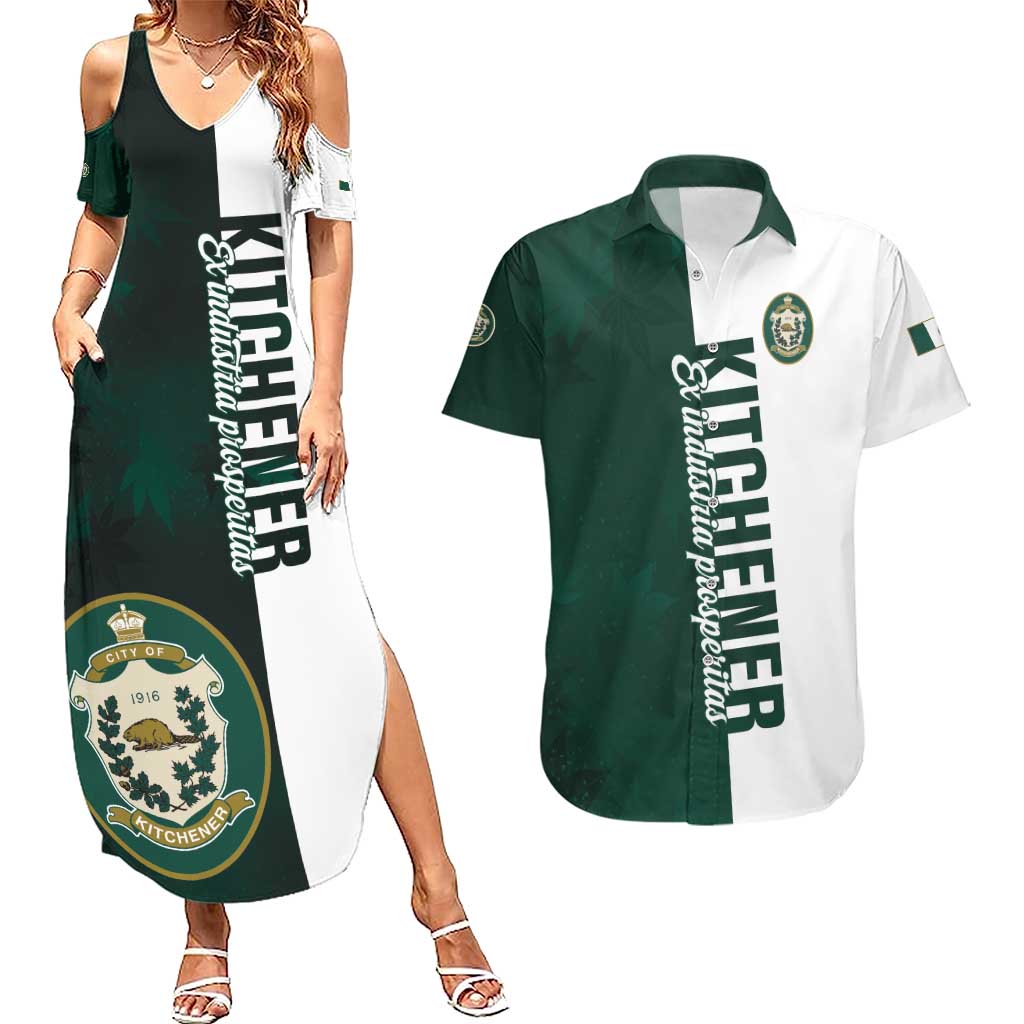 Personalised Canada Kitchener Couples Matching Summer Maxi Dress and Hawaiian Shirt Ex Industria Prosperitas