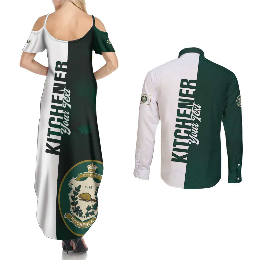 Personalised Canada Kitchener Couples Matching Summer Maxi Dress and Long Sleeve Button Shirt Ex Industria Prosperitas