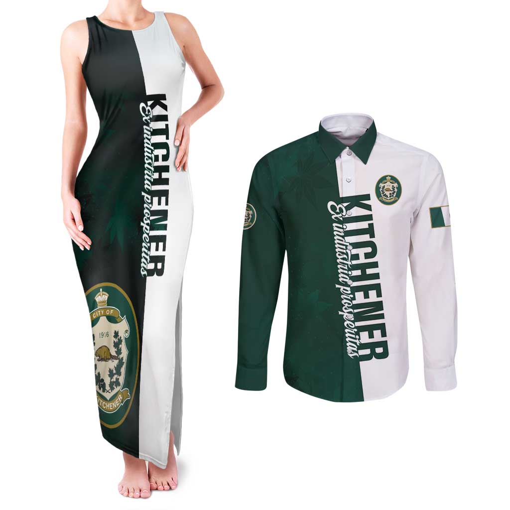 Personalised Canada Kitchener Couples Matching Tank Maxi Dress and Long Sleeve Button Shirt Ex Industria Prosperitas