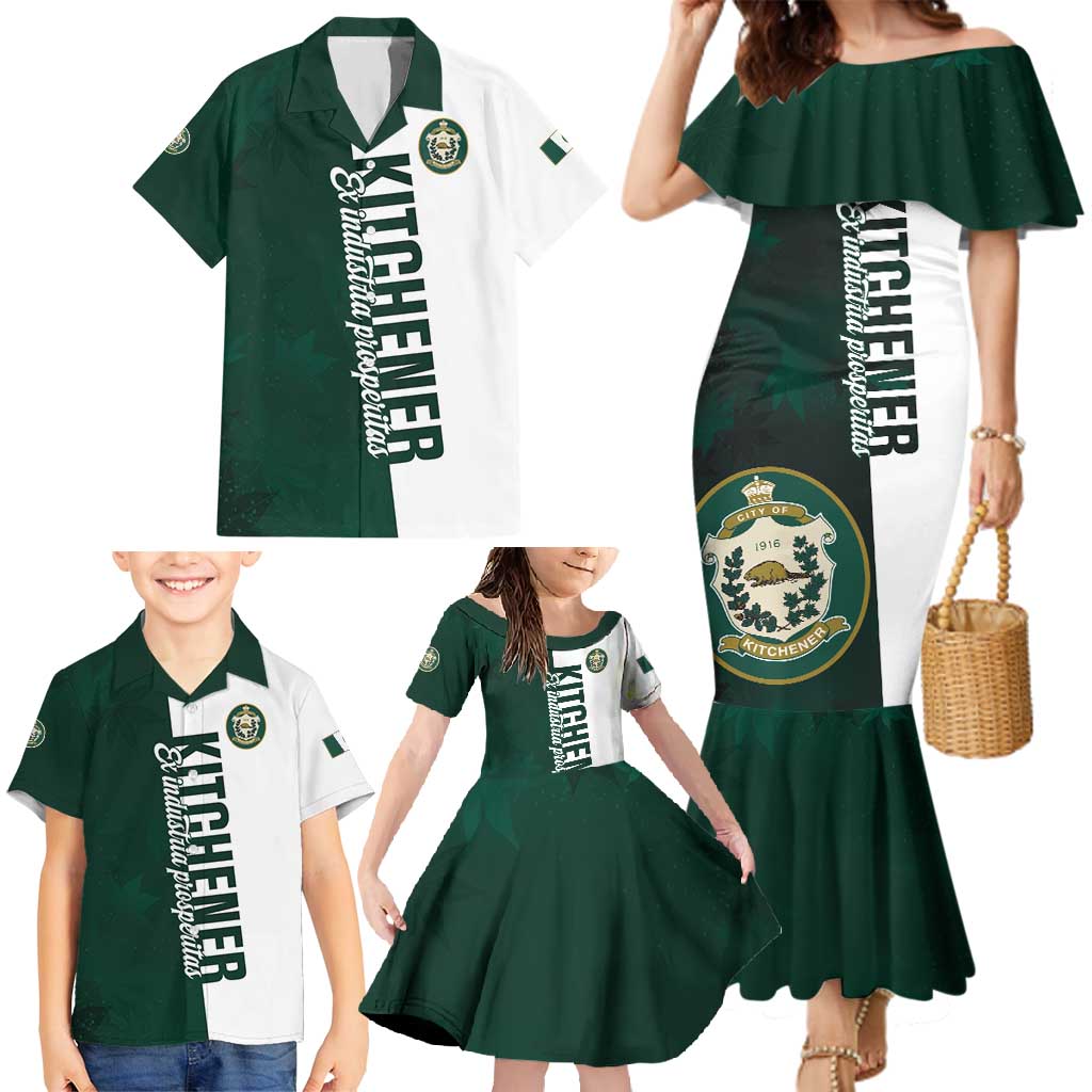 Personalised Canada Kitchener Family Matching Mermaid Dress and Hawaiian Shirt Ex Industria Prosperitas