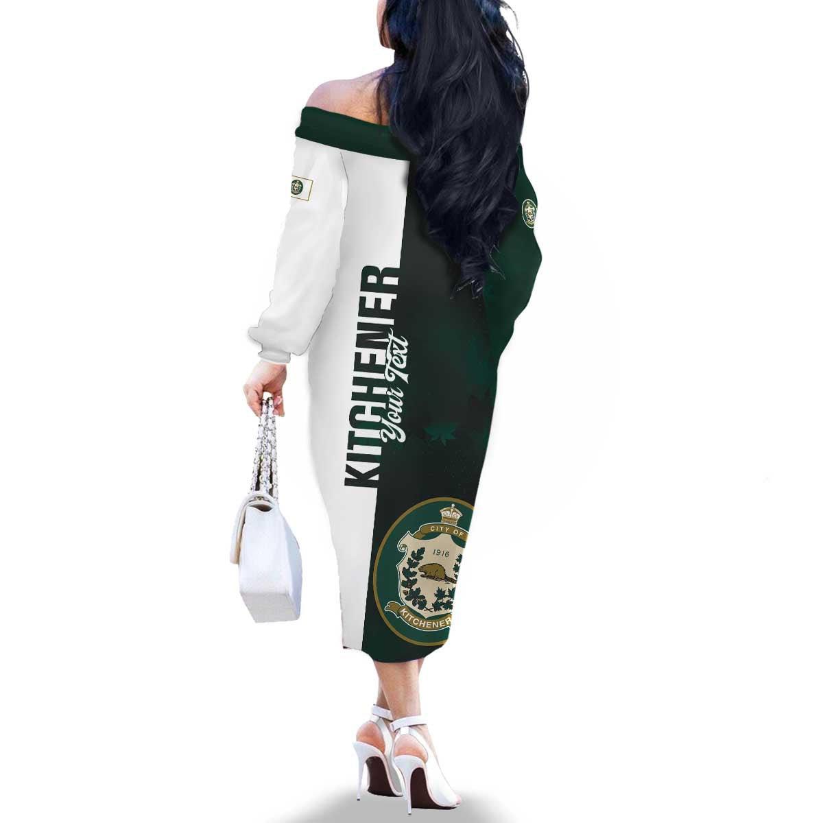 Personalised Canada Kitchener Family Matching Off The Shoulder Long Sleeve Dress and Hawaiian Shirt Ex Industria Prosperitas