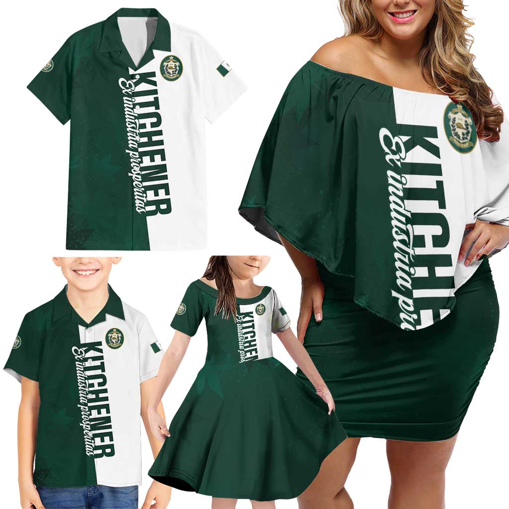 Personalised Canada Kitchener Family Matching Off Shoulder Short Dress and Hawaiian Shirt Ex Industria Prosperitas