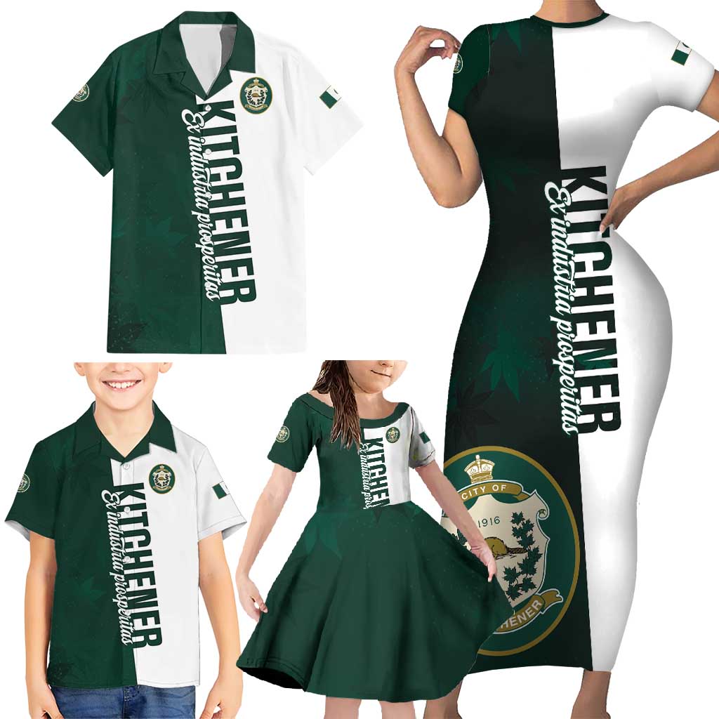 Personalised Canada Kitchener Family Matching Short Sleeve Bodycon Dress and Hawaiian Shirt Ex Industria Prosperitas