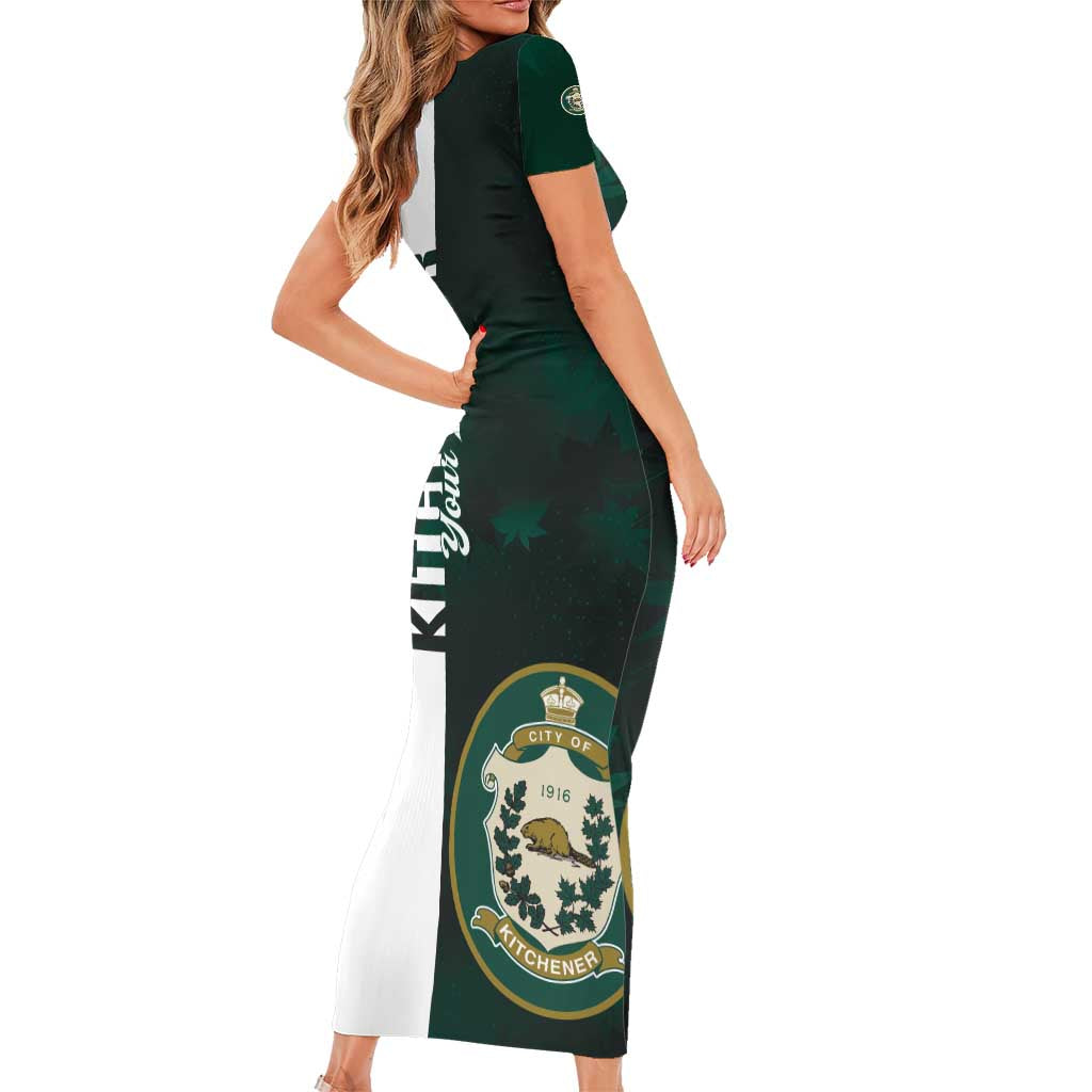 Personalised Canada Kitchener Family Matching Short Sleeve Bodycon Dress and Hawaiian Shirt Ex Industria Prosperitas