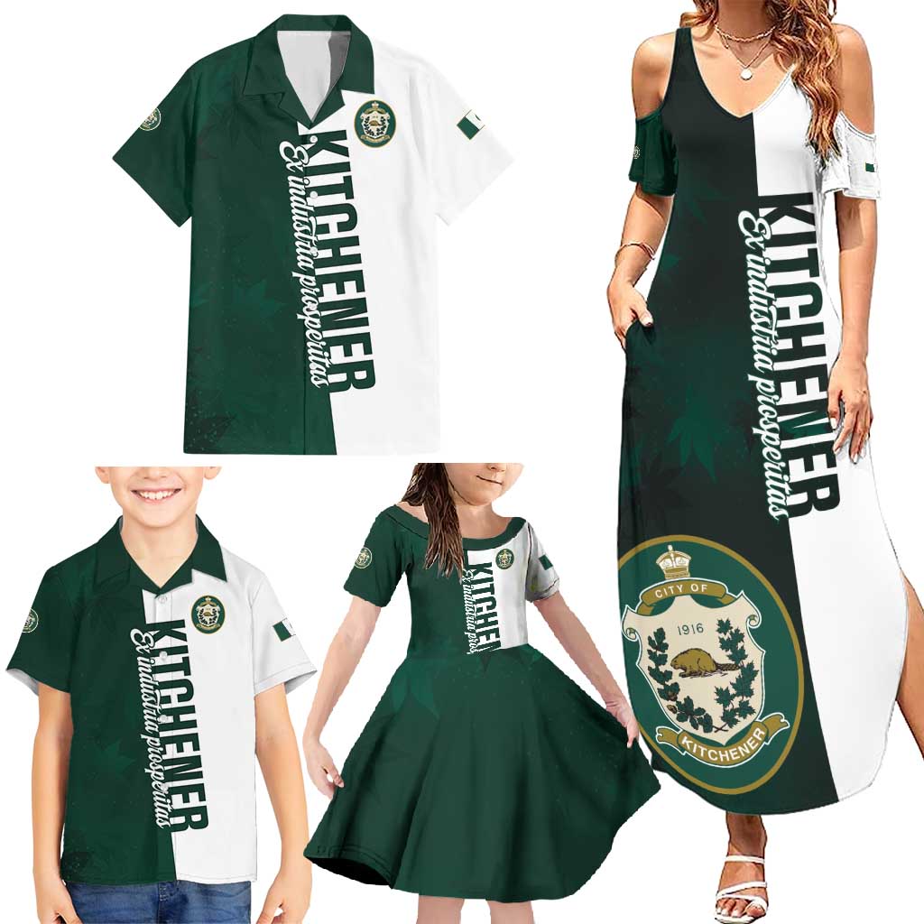 Personalised Canada Kitchener Family Matching Summer Maxi Dress and Hawaiian Shirt Ex Industria Prosperitas