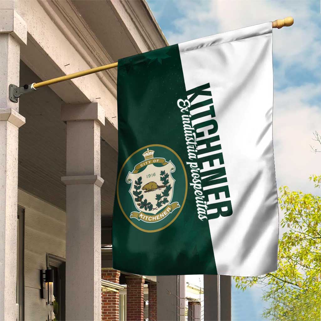 Personalised Canada Kitchener Garden Flag Ex Industria Prosperitas