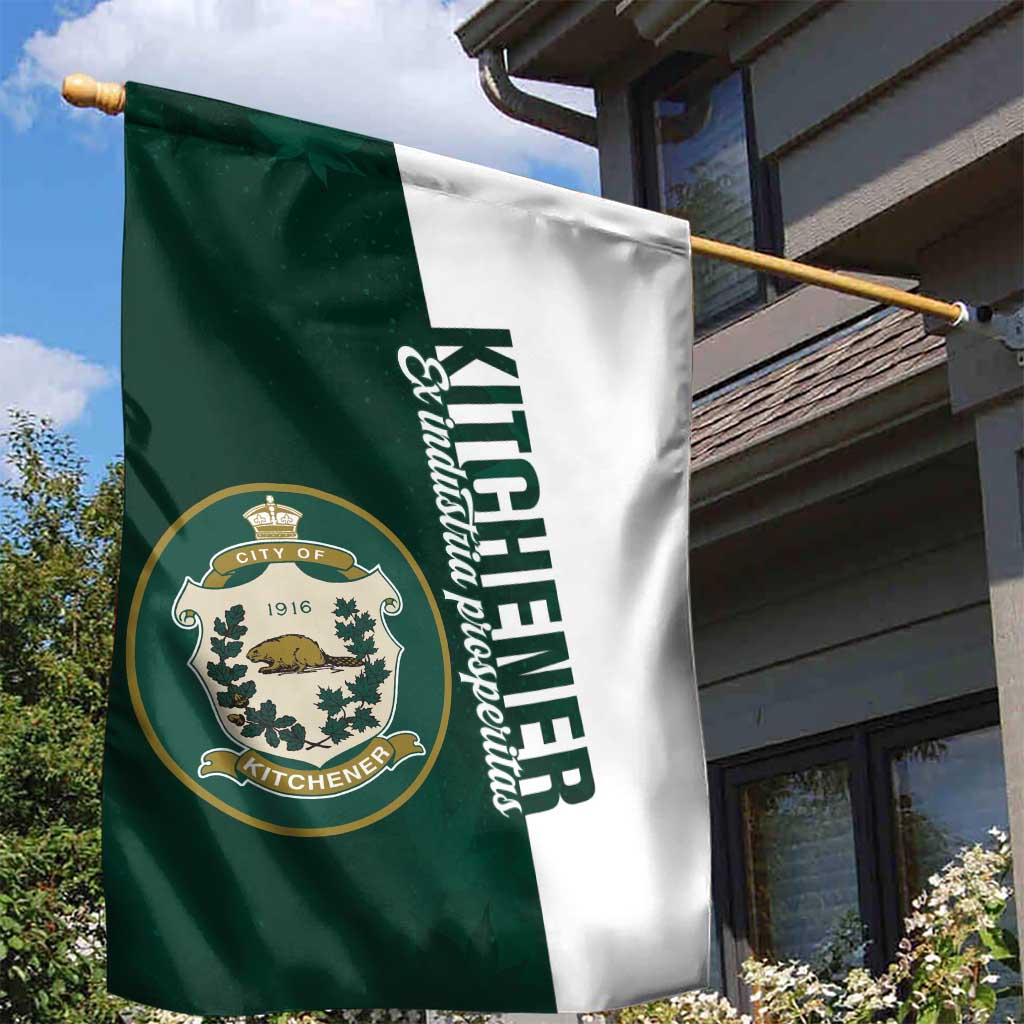 Personalised Canada Kitchener Garden Flag Ex Industria Prosperitas