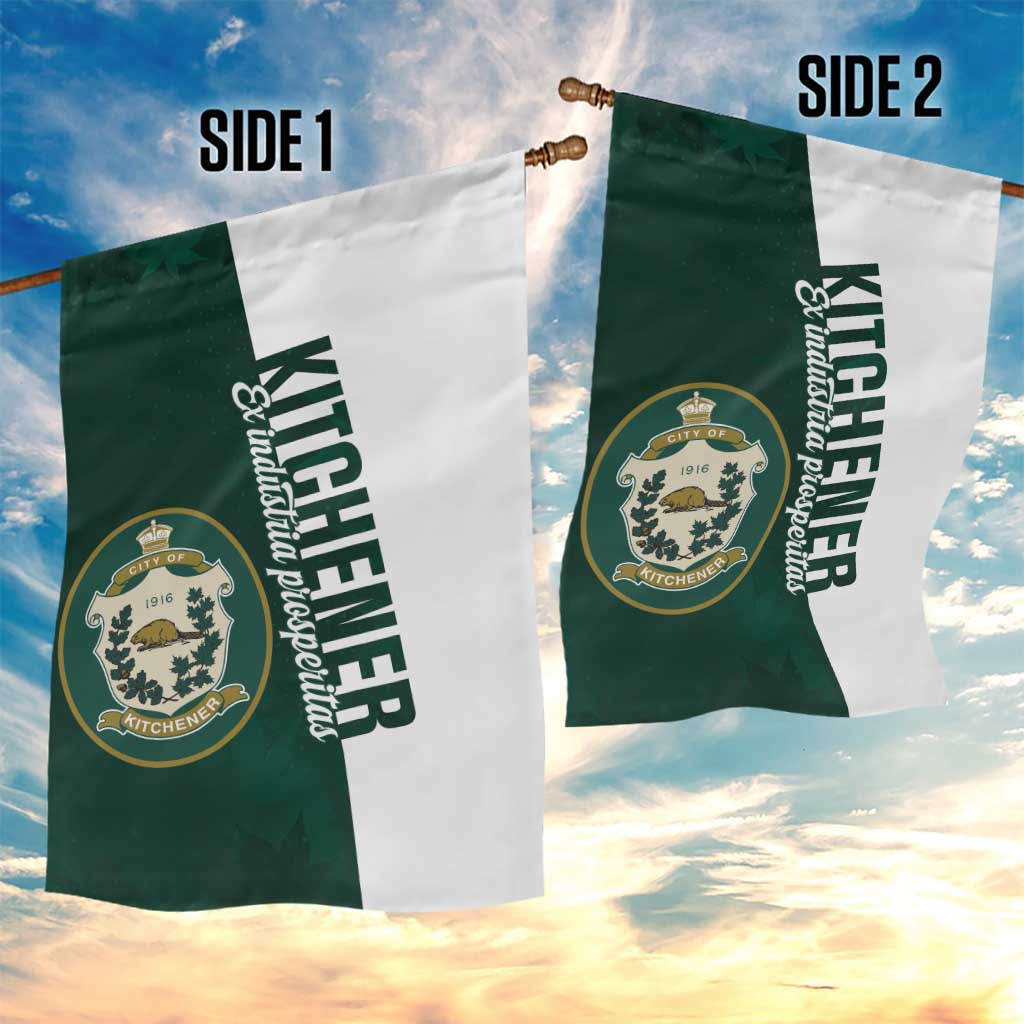 Personalised Canada Kitchener Garden Flag Ex Industria Prosperitas