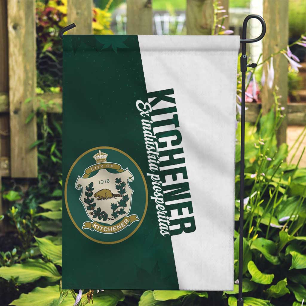 Personalised Canada Kitchener Garden Flag Ex Industria Prosperitas