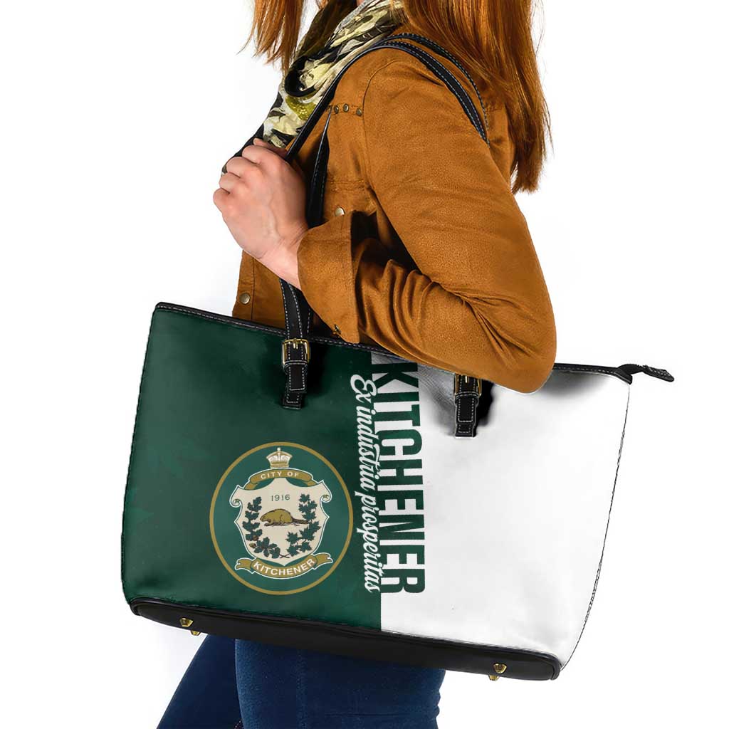 Personalised Canada Kitchener Leather Tote Bag Ex Industria Prosperitas