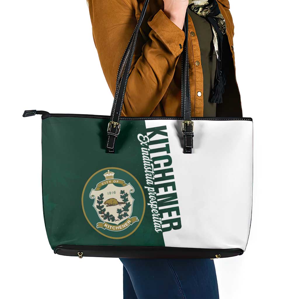 Personalised Canada Kitchener Leather Tote Bag Ex Industria Prosperitas