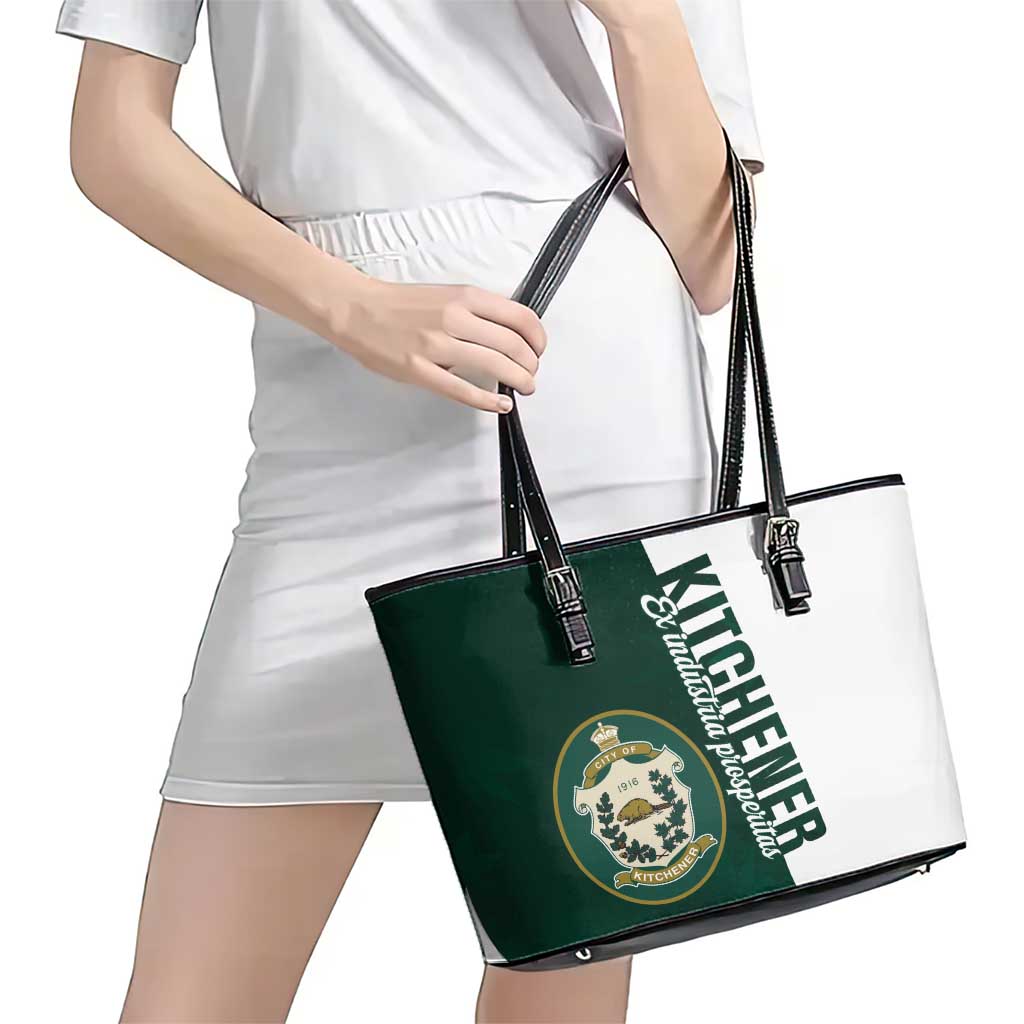 Personalised Canada Kitchener Leather Tote Bag Ex Industria Prosperitas