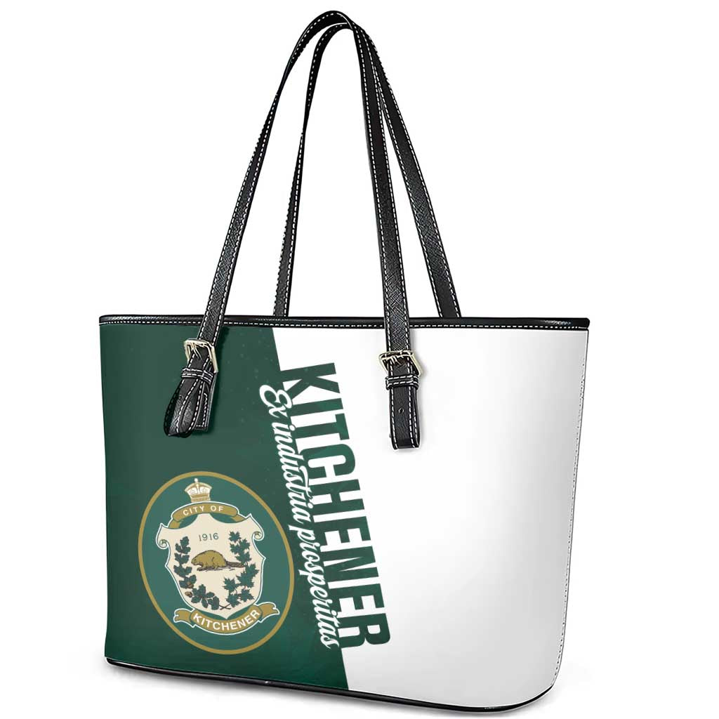 Personalised Canada Kitchener Leather Tote Bag Ex Industria Prosperitas