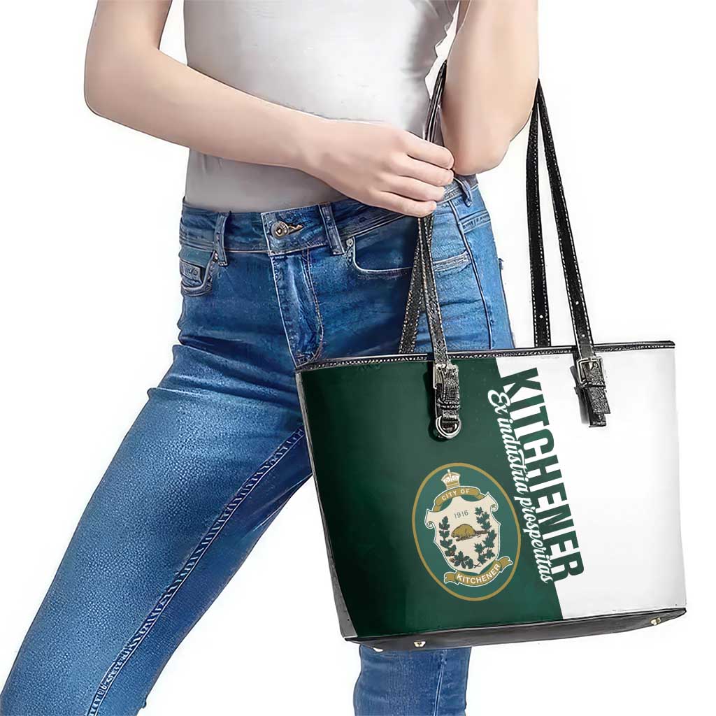 Personalised Canada Kitchener Leather Tote Bag Ex Industria Prosperitas