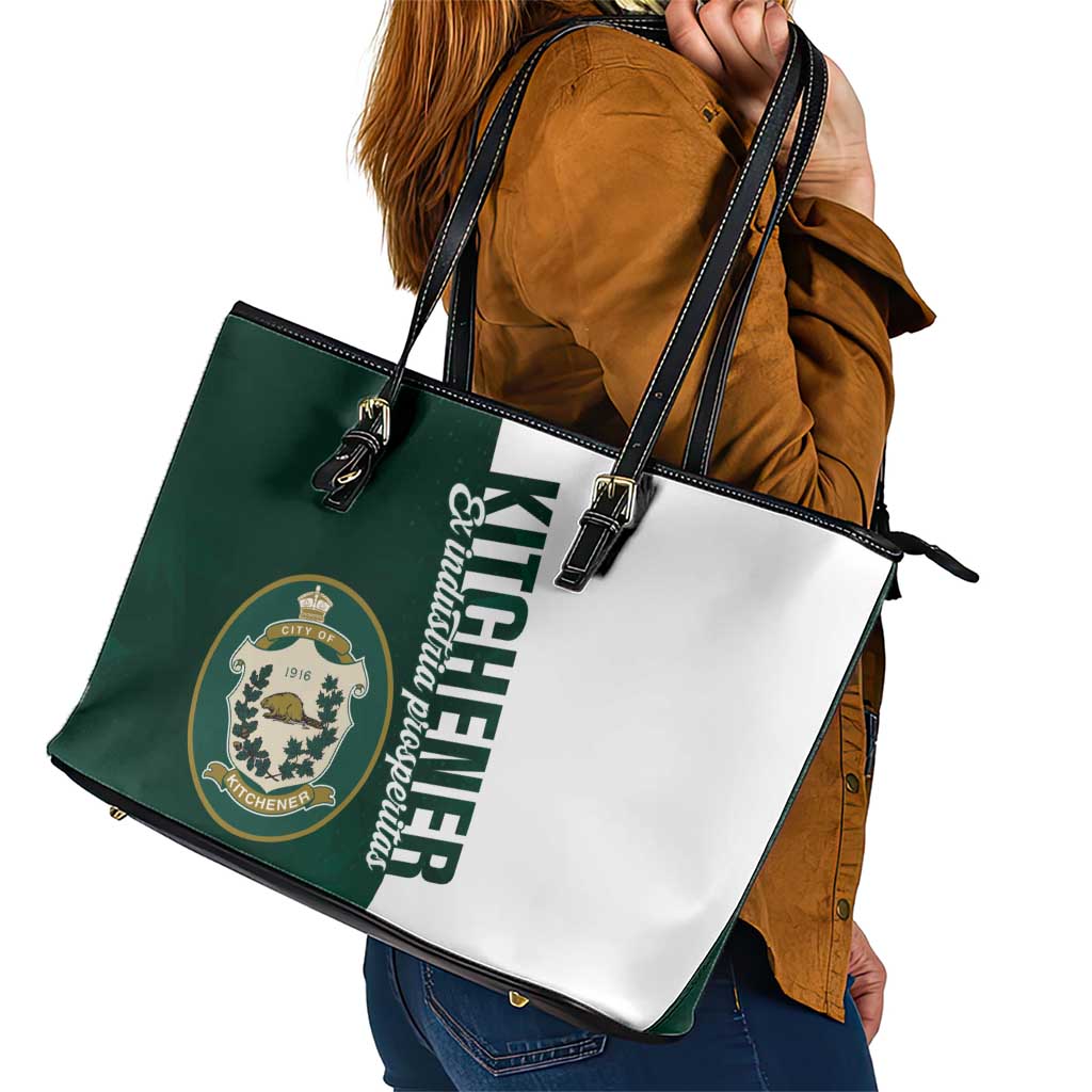 Personalised Canada Kitchener Leather Tote Bag Ex Industria Prosperitas