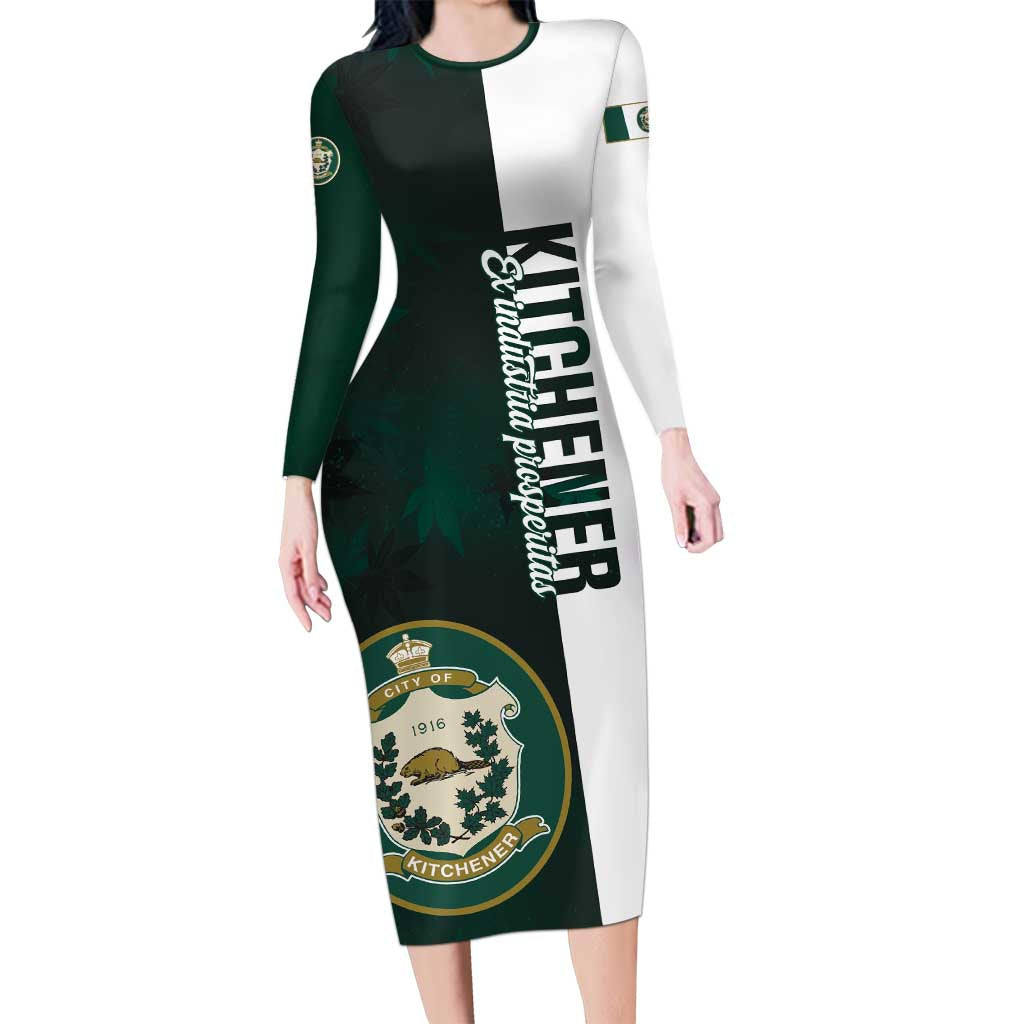 Personalised Canada Kitchener Long Sleeve Bodycon Dress Ex Industria Prosperitas