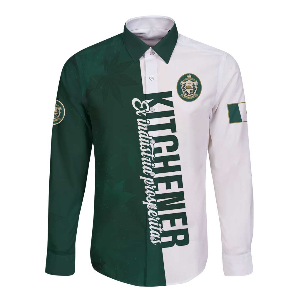 Personalised Canada Kitchener Long Sleeve Button Shirt Ex Industria Prosperitas