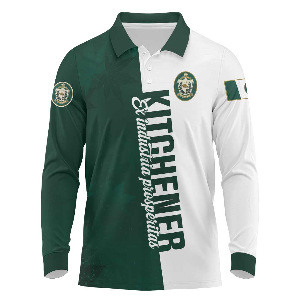 Personalised Canada Kitchener Long Sleeve Polo Shirt Ex Industria Prosperitas