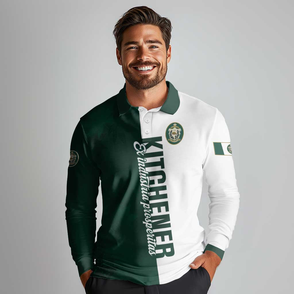 Personalised Canada Kitchener Long Sleeve Polo Shirt Ex Industria Prosperitas