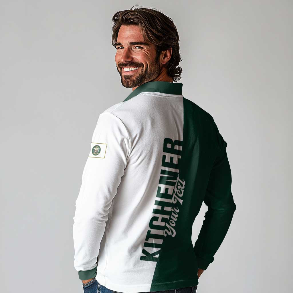 Personalised Canada Kitchener Long Sleeve Polo Shirt Ex Industria Prosperitas