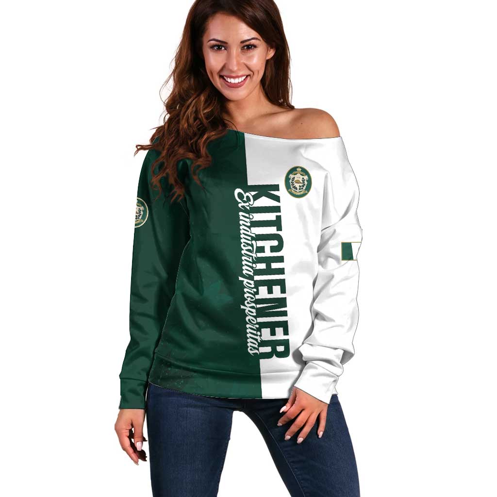 Personalised Canada Kitchener Off Shoulder Sweater Ex Industria Prosperitas