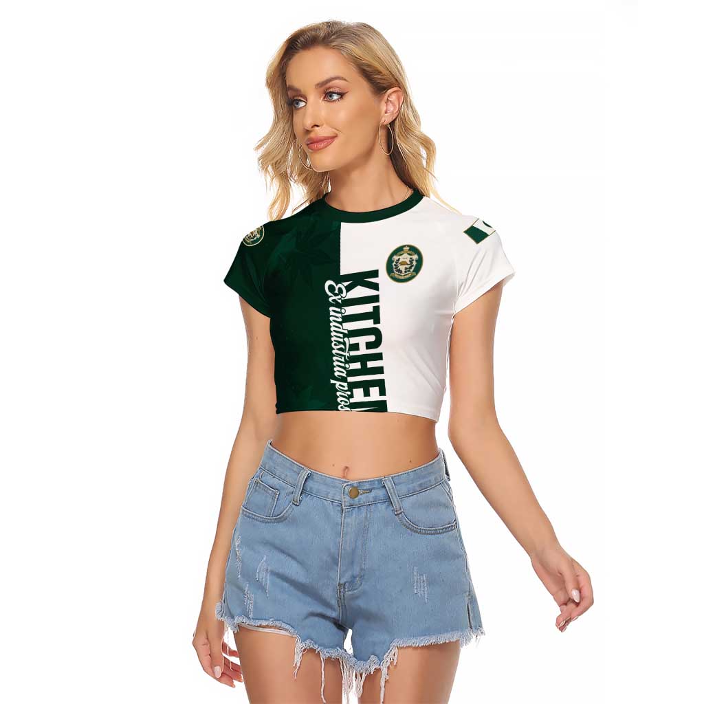 Personalised Canada Kitchener Raglan Cropped T Shirt Ex Industria Prosperitas
