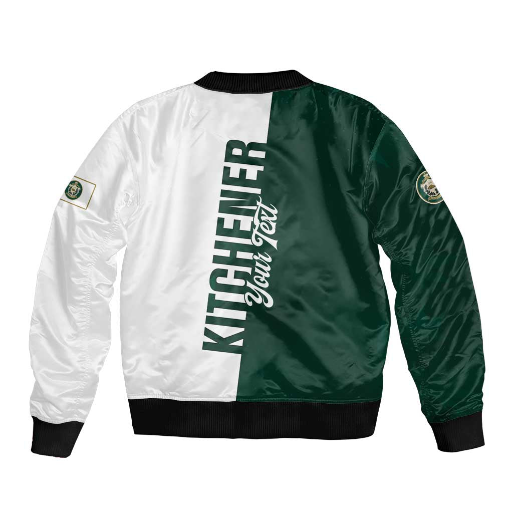 Personalised Canada Kitchener Sleeve Zip Bomber Jacket Ex Industria Prosperitas