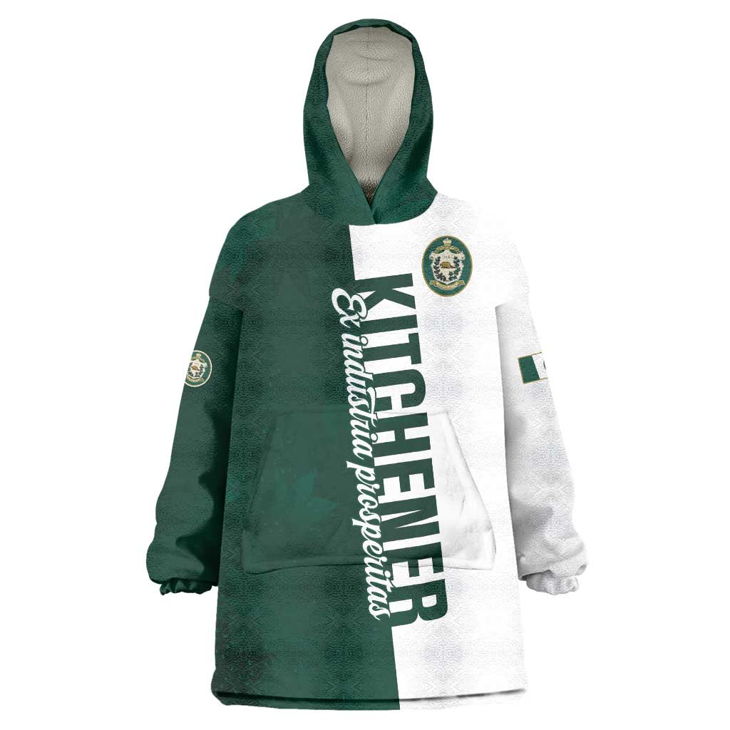 Personalised Canada Kitchener Wearable Blanket Hoodie Ex Industria Prosperitas