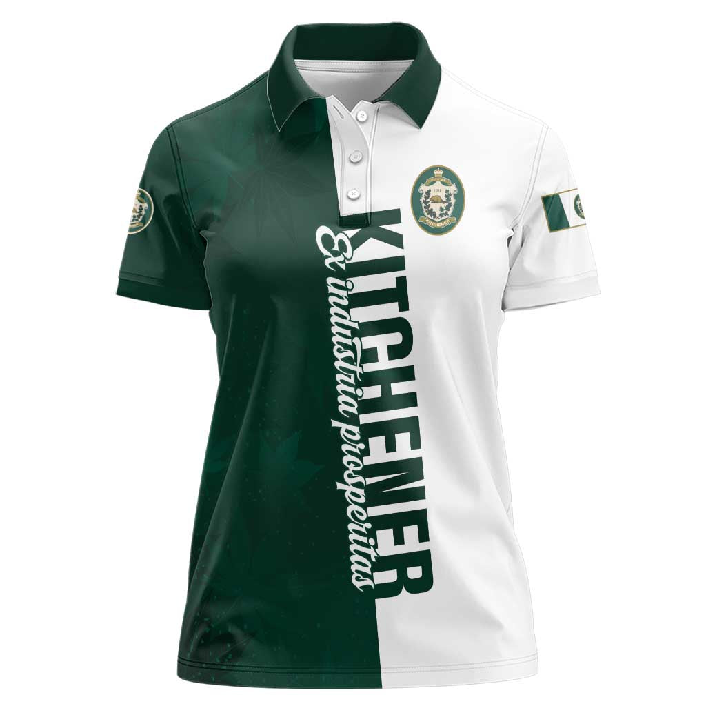 Personalised Canada Kitchener Women Polo Shirt Ex Industria Prosperitas