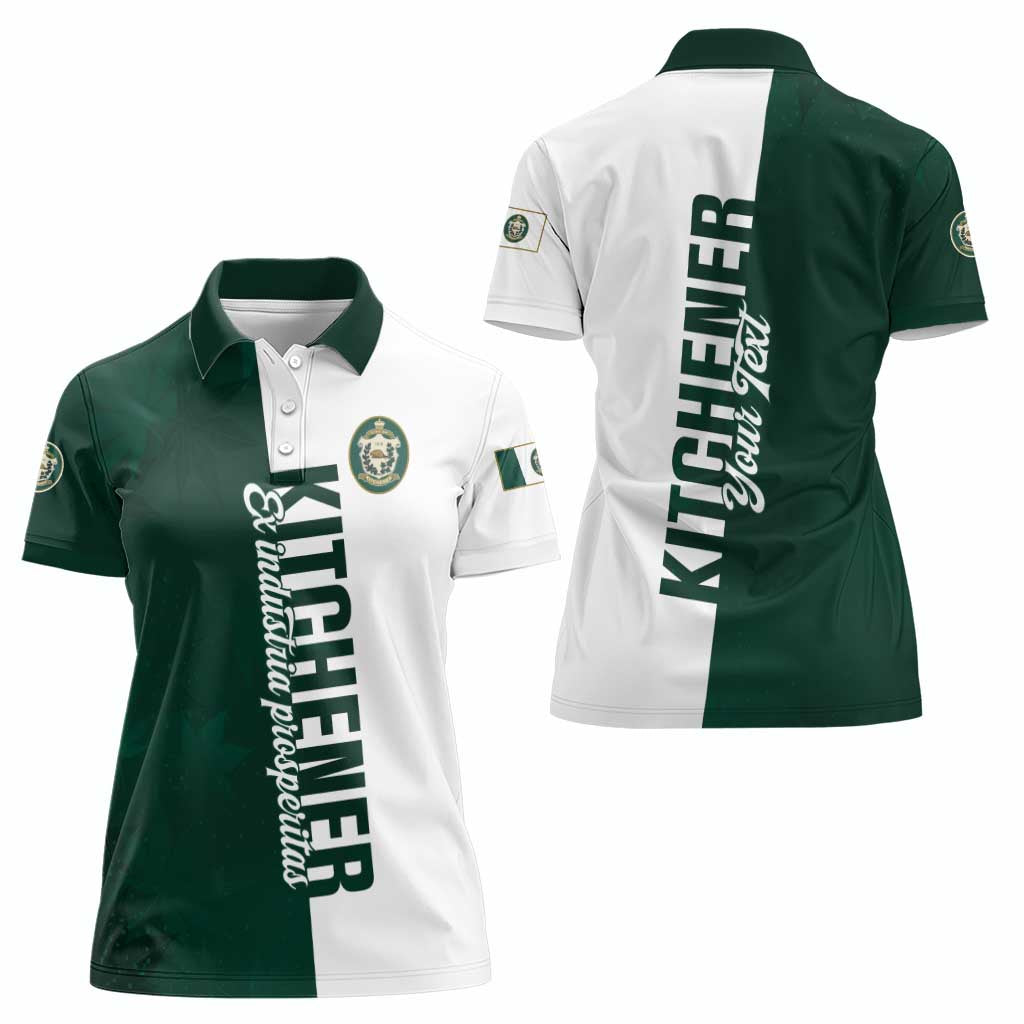Personalised Canada Kitchener Women Polo Shirt Ex Industria Prosperitas