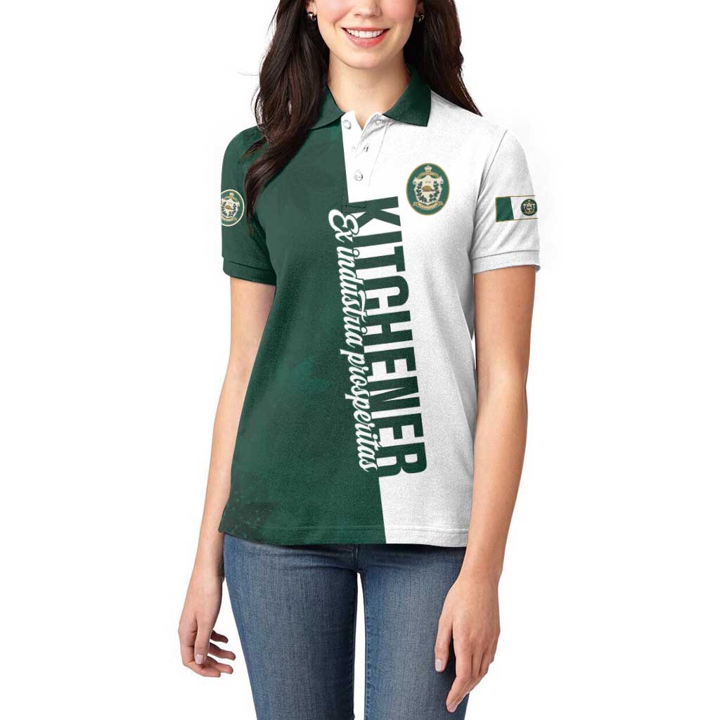 Personalised Canada Kitchener Women Polo Shirt Ex Industria Prosperitas