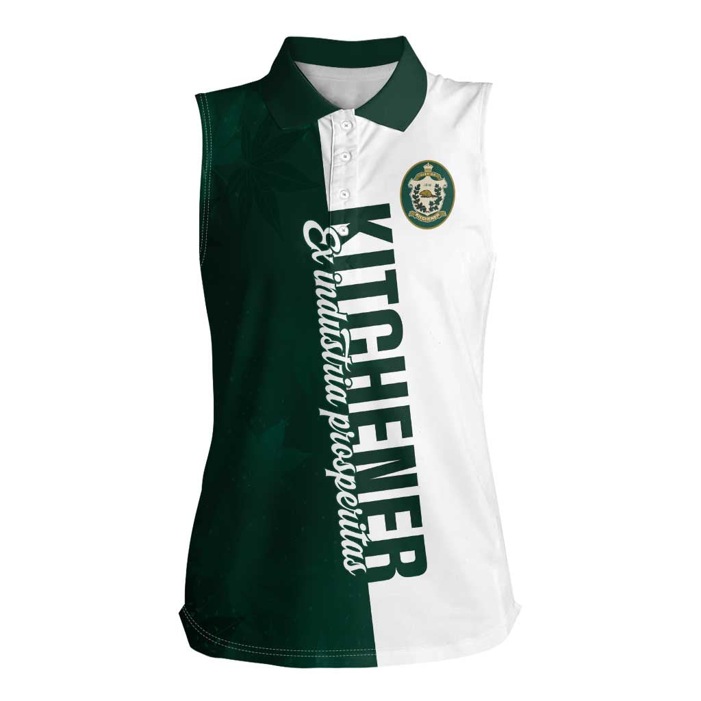 Personalised Canada Kitchener Women Sleeveless Polo Shirt Ex Industria Prosperitas