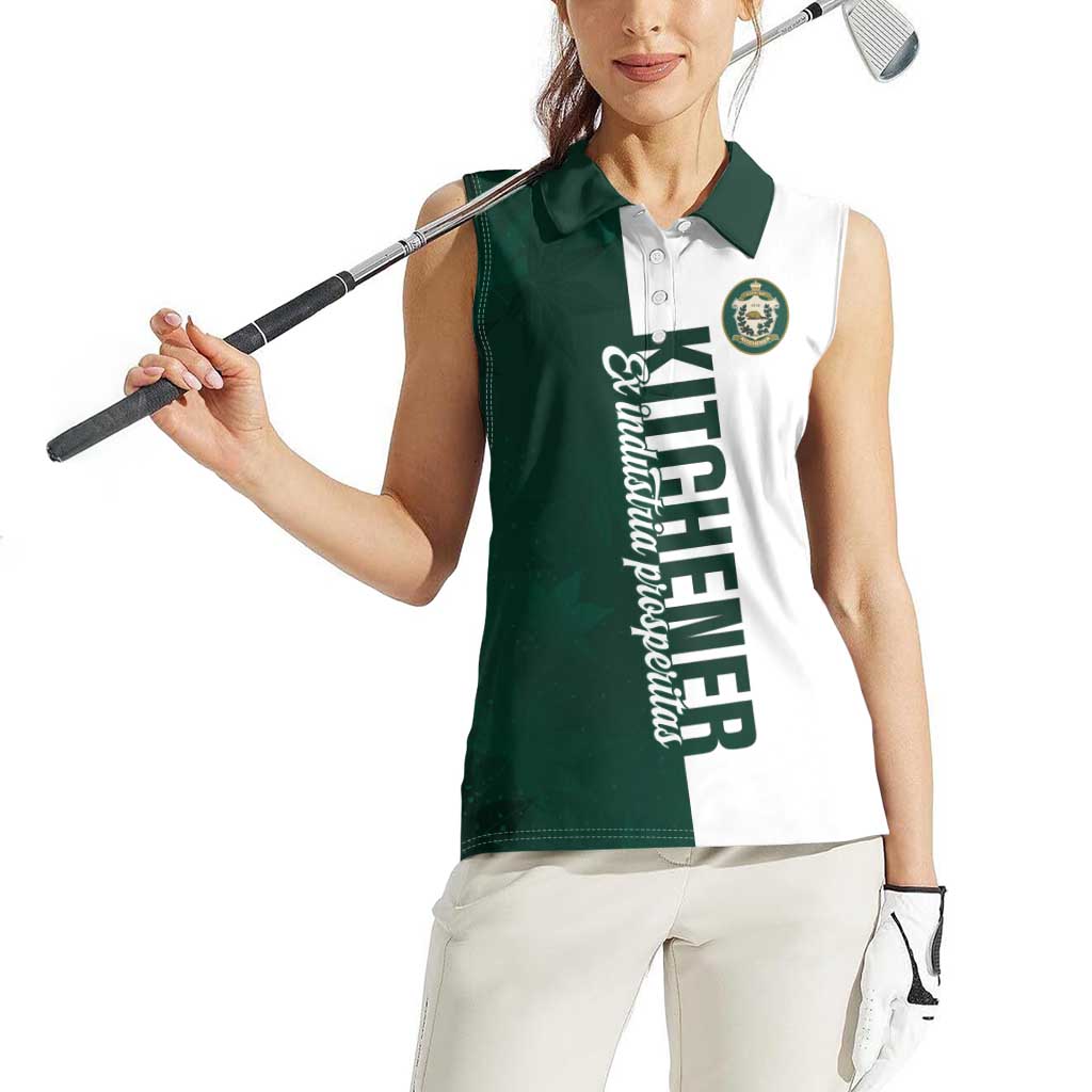 Personalised Canada Kitchener Women Sleeveless Polo Shirt Ex Industria Prosperitas
