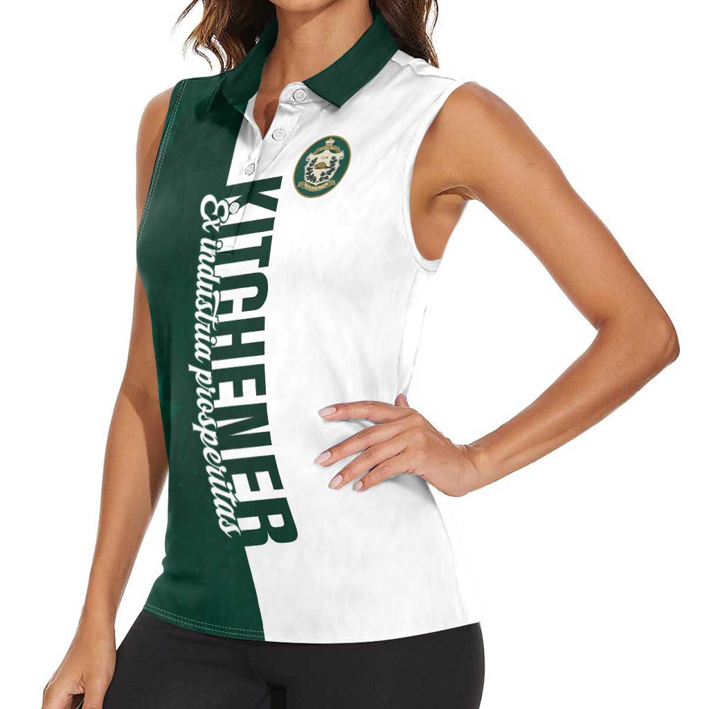Personalised Canada Kitchener Women Sleeveless Polo Shirt Ex Industria Prosperitas