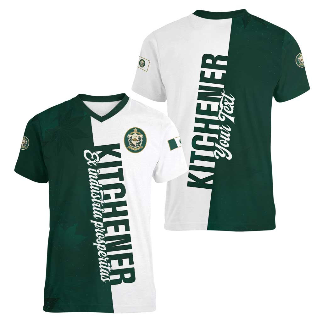 Personalised Canada Kitchener Women V-Neck T-Shirt Ex Industria Prosperitas