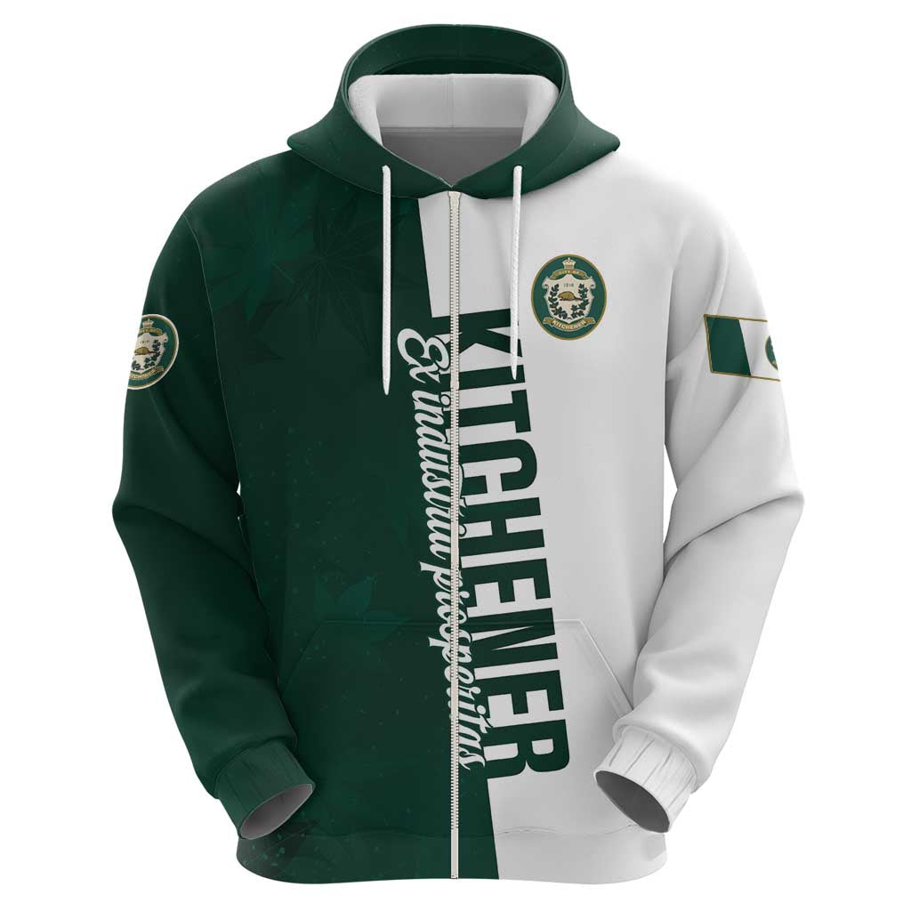 Personalised Canada Kitchener Zip Hoodie Ex Industria Prosperitas