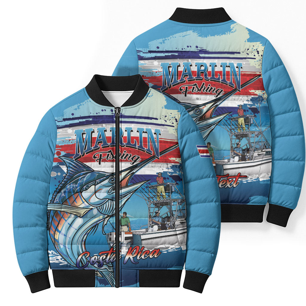 Personalized Costa Rica Blue Marlin Fishing Bomber Puffer Jacket 2026 Season