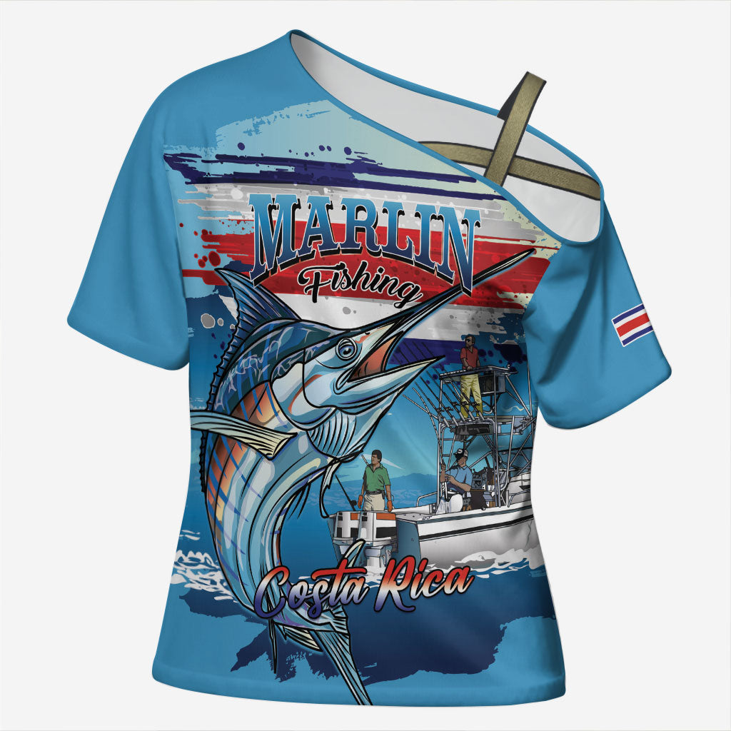 Personalized Costa Rica Blue Marlin Fishing Cross Shoulder Shirt 2026 Season